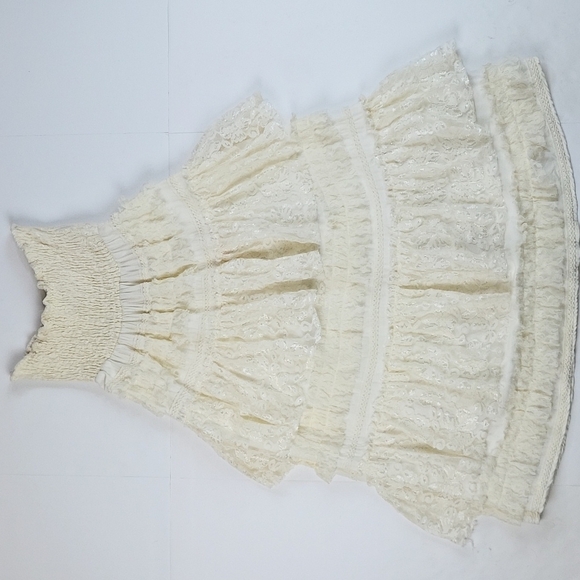 Rancho Estancia Smocked Strapless Layered Ruffle Lace Embroidery Midi Dr… - Picture 3 of 15